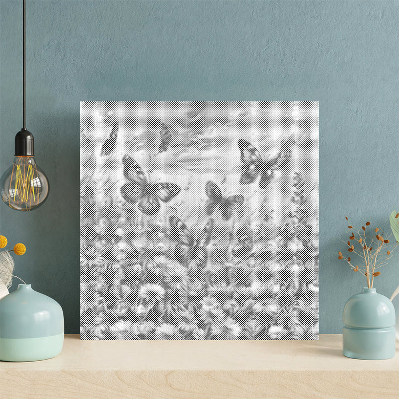 Mariposa entre flores - Pintura de puntos