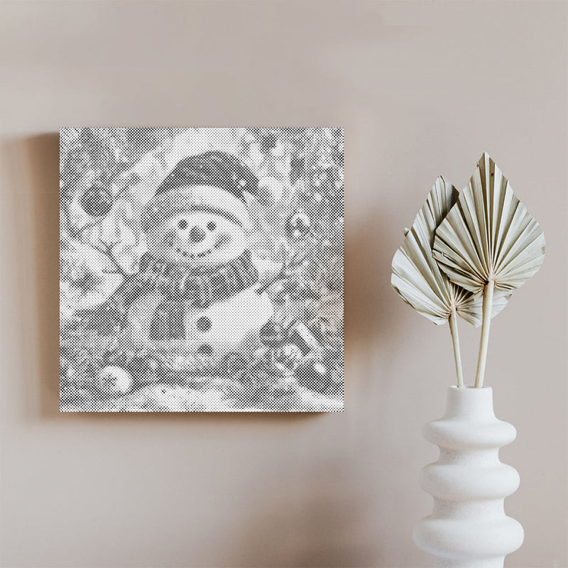 Muñeco de nieve alegre - Pintura de puntos
