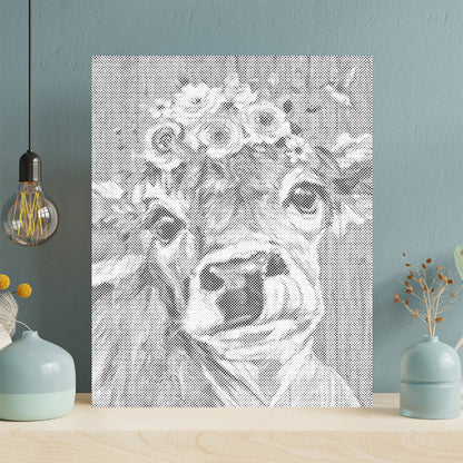 Vaca con flores - Pintura de puntos
