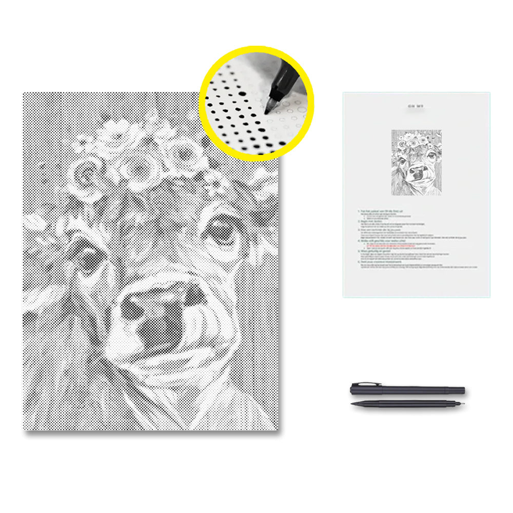 Vaca con flores - Pintura de puntos