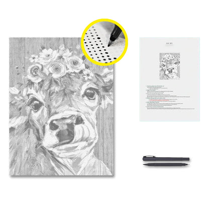 Vaca con flores - Pintura de puntos
