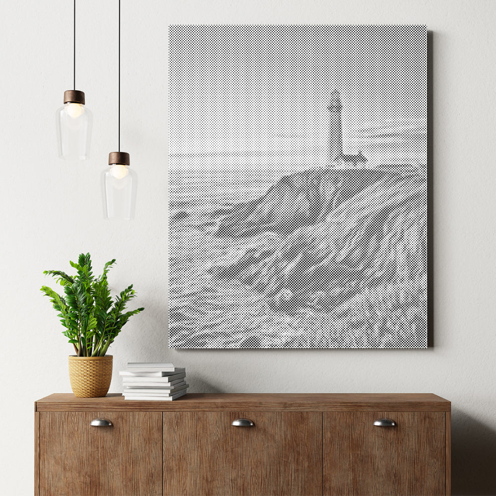 Faro al atardecer - Pintura de puntos