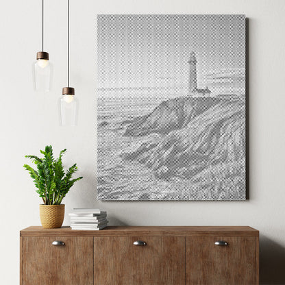 Faro al atardecer - Pintura de puntos