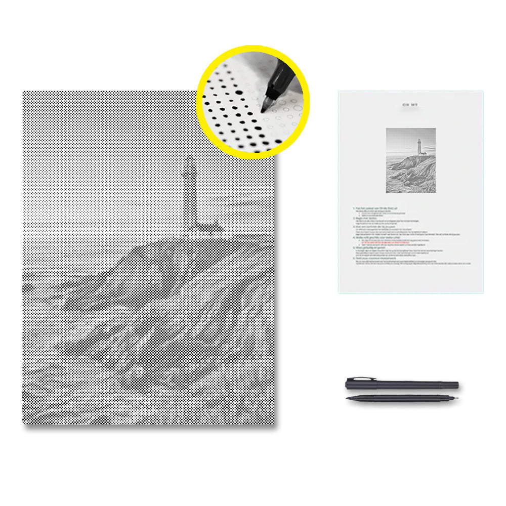 Faro al atardecer - Pintura de puntos