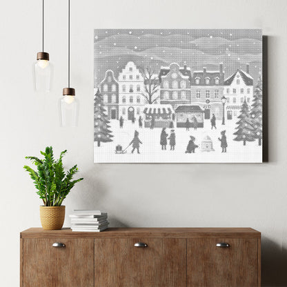 Pueblo del mercado navideño – Pintura de puntos