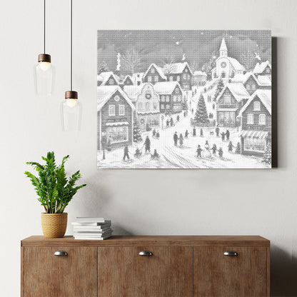 Historia de pueblo navideño – Pintura de puntos