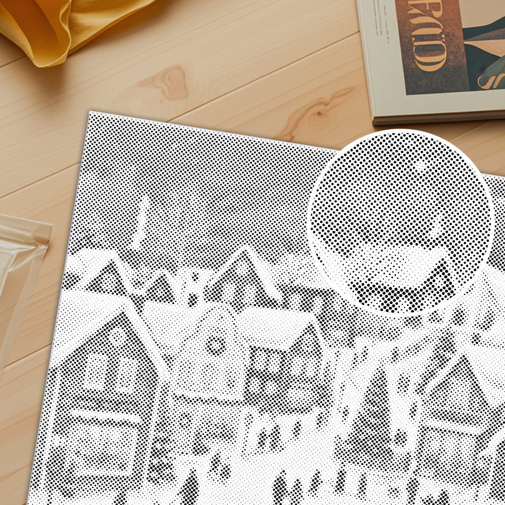 Historia de pueblo navideño – Pintura de puntos