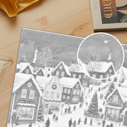 Historia de pueblo navideño – Pintura de puntos