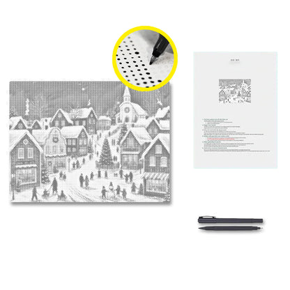 Historia de pueblo navideño – Pintura de puntos