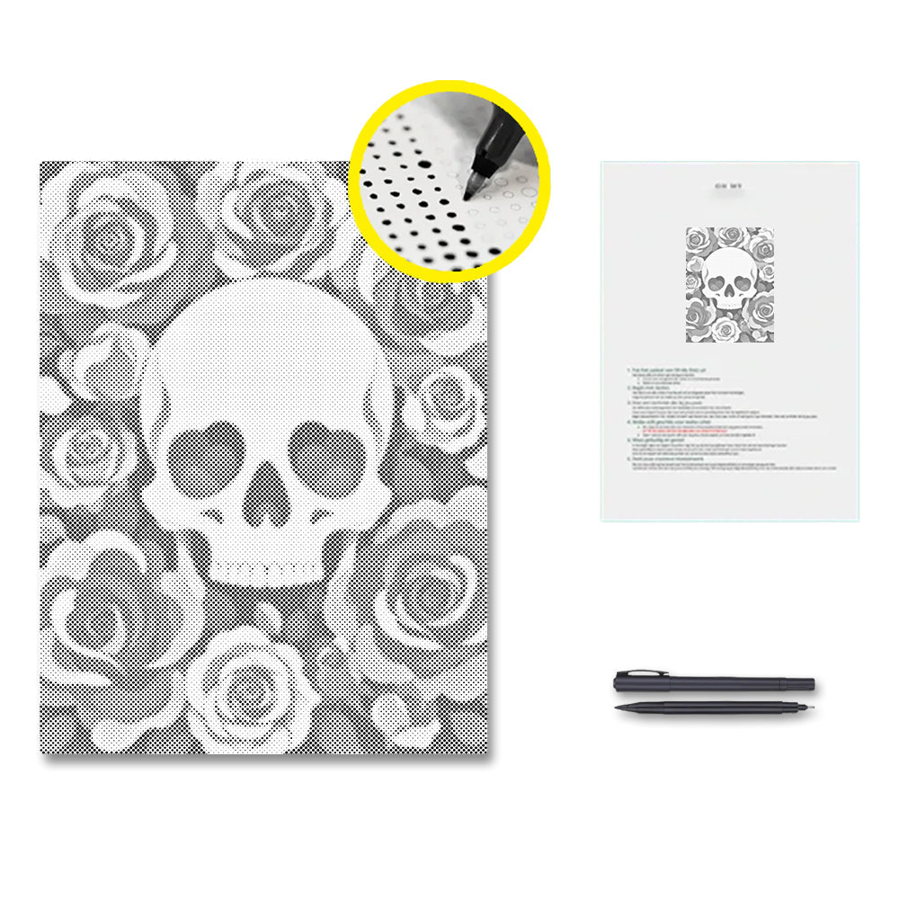 Calavera floral – Pintura de puntos