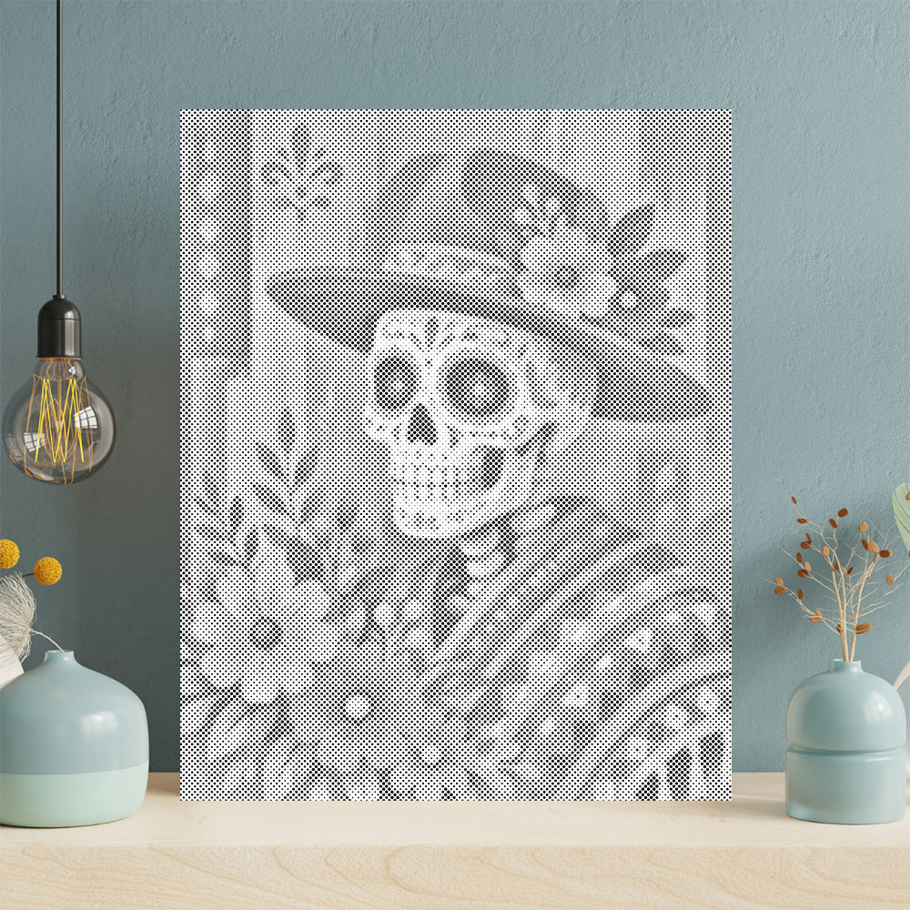 Festín floral de calavera de azúcar – Pintura de puntos
