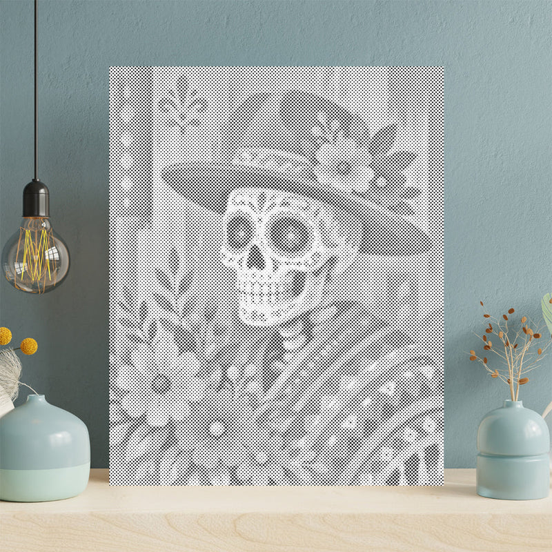 Festín floral de calavera de azúcar – Pintura de puntos