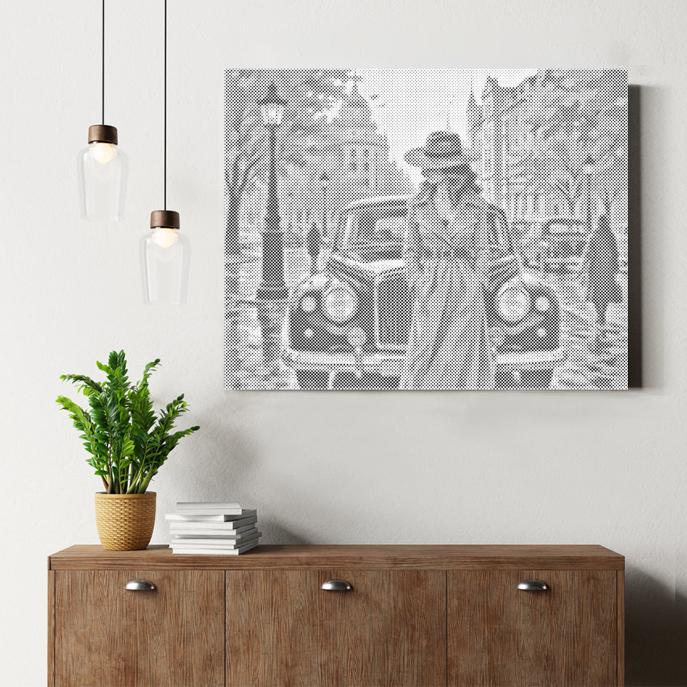 Calle lluviosa – Pintura de puntos