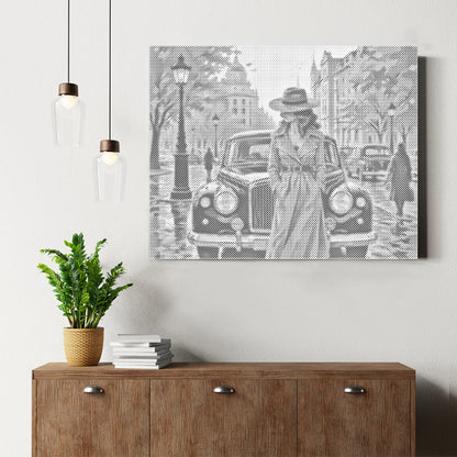 Calle lluviosa – Pintura de puntos
