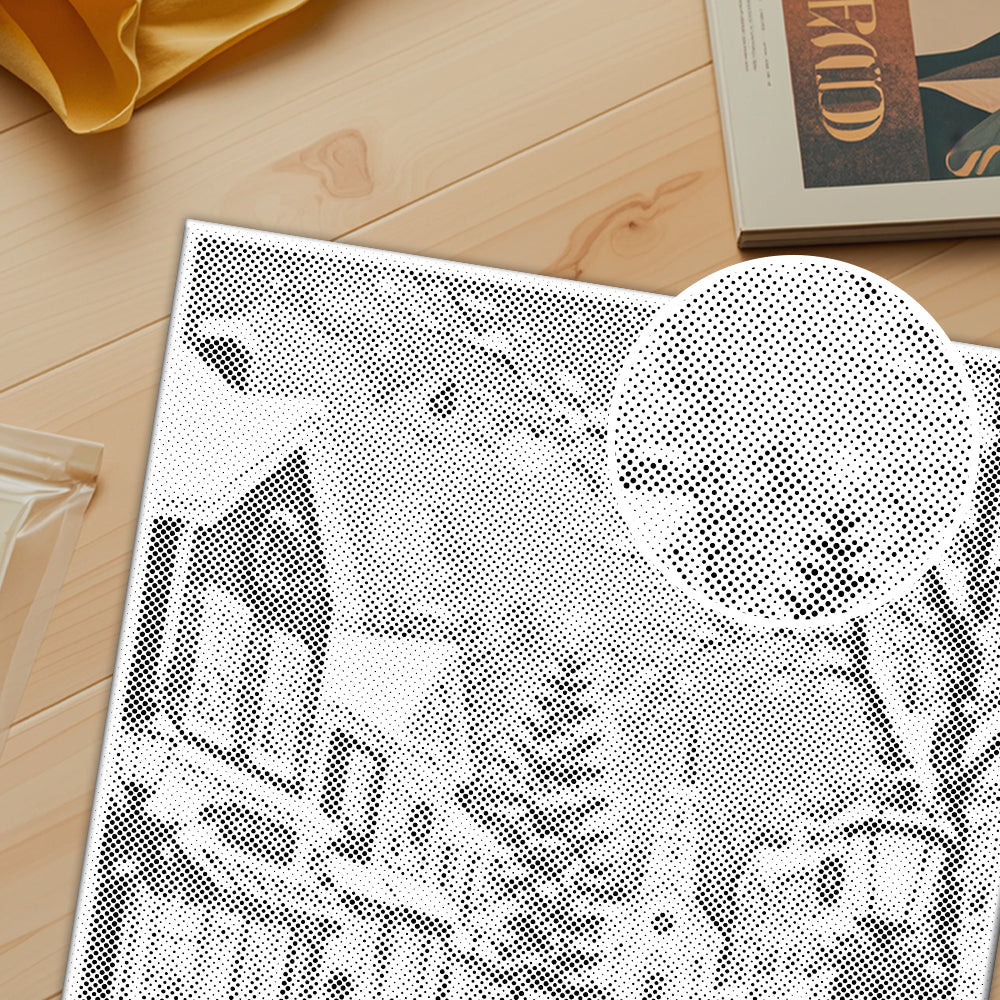 Pueblo navideño de invierno – Pintura de puntos