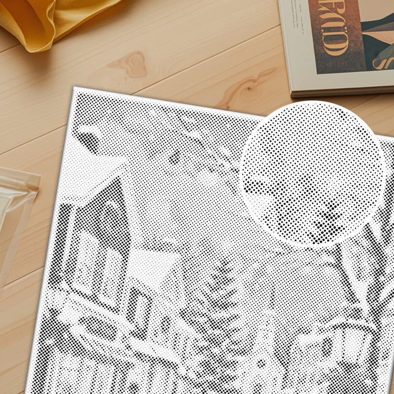 Pueblo navideño de invierno – Pintura de puntos