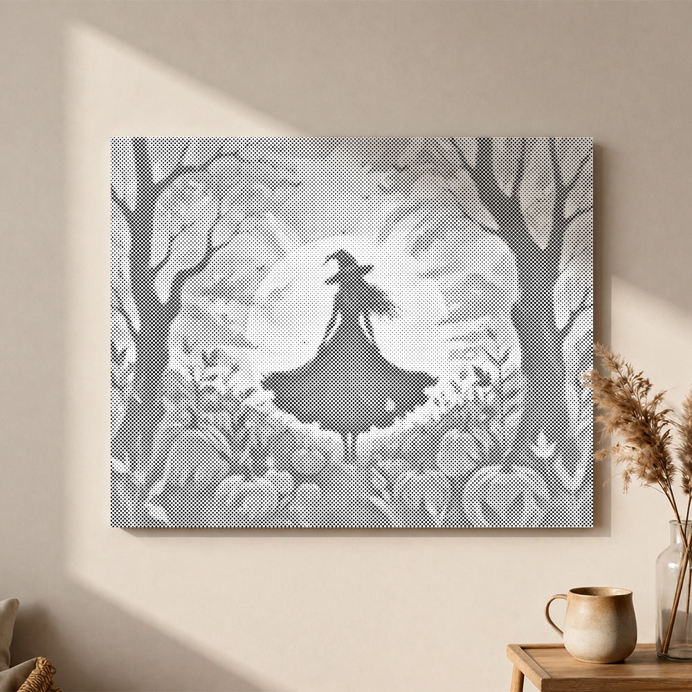 Silueta de bruja – Pintura de puntos