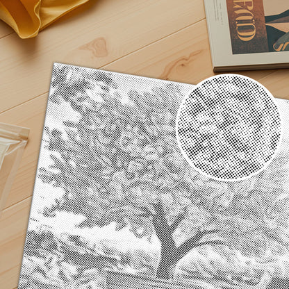 Banco bajo el cerezo en flor – Pintura de puntos