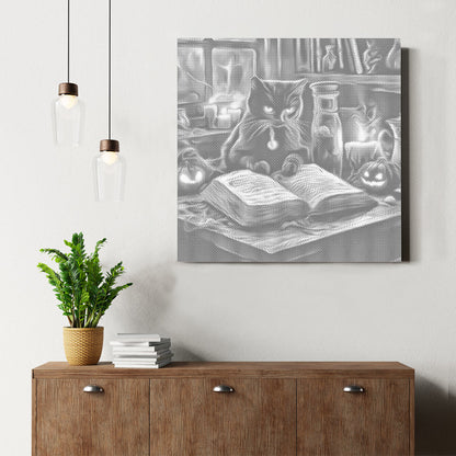 Gato sentado al lado – Pintura de puntos