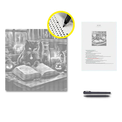 Gato sentado al lado – Pintura de puntos