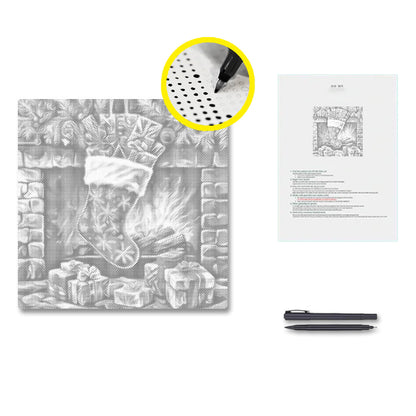Calcetín navideño rebosante – Pintura de puntos
