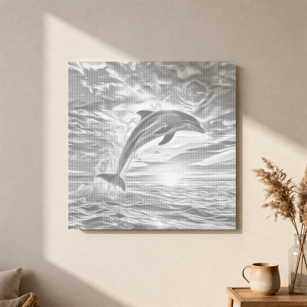 Atardecer con delfín – Pintura de puntos