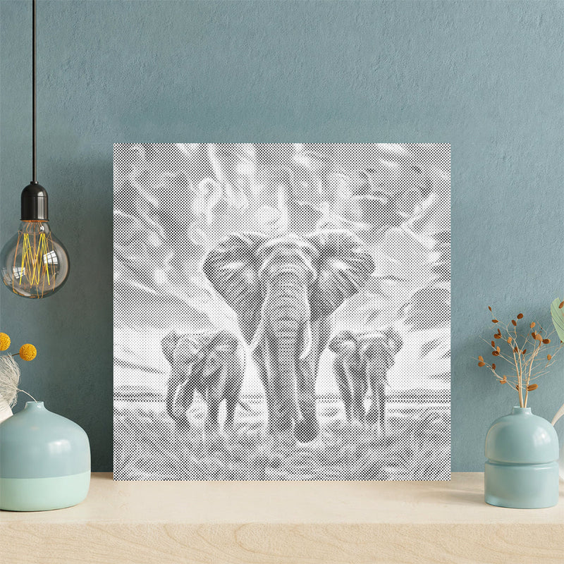 Elefante al atardecer – Pintura de puntos