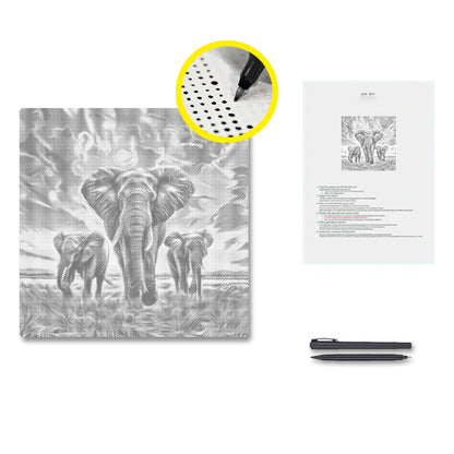 Elefante al atardecer – Pintura de puntos