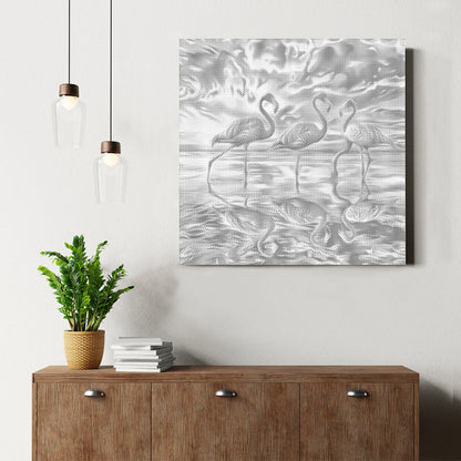Atardecer con flamenco – Pintura de puntos