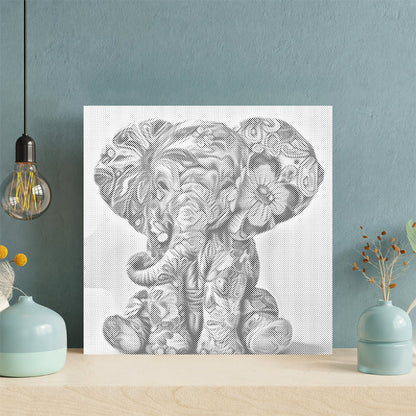 Elefante bebé floral – Pintura de puntos