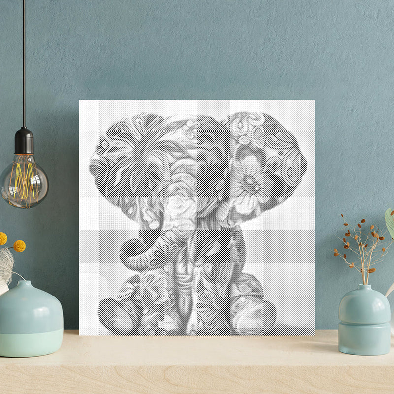 Elefante bebé floral – Pintura de puntos