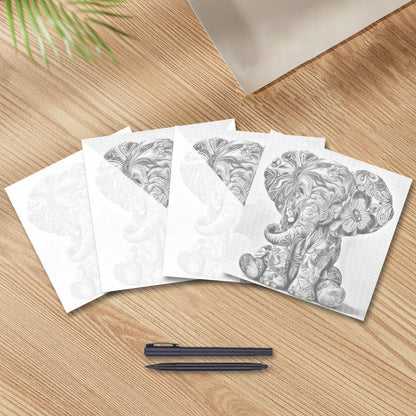 Elefante bebé floral – Pintura de puntos