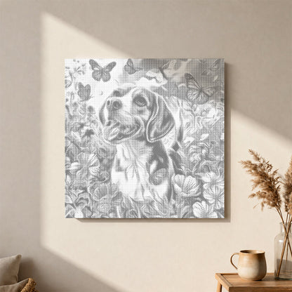 Perro campestre feliz – Pintura de puntos