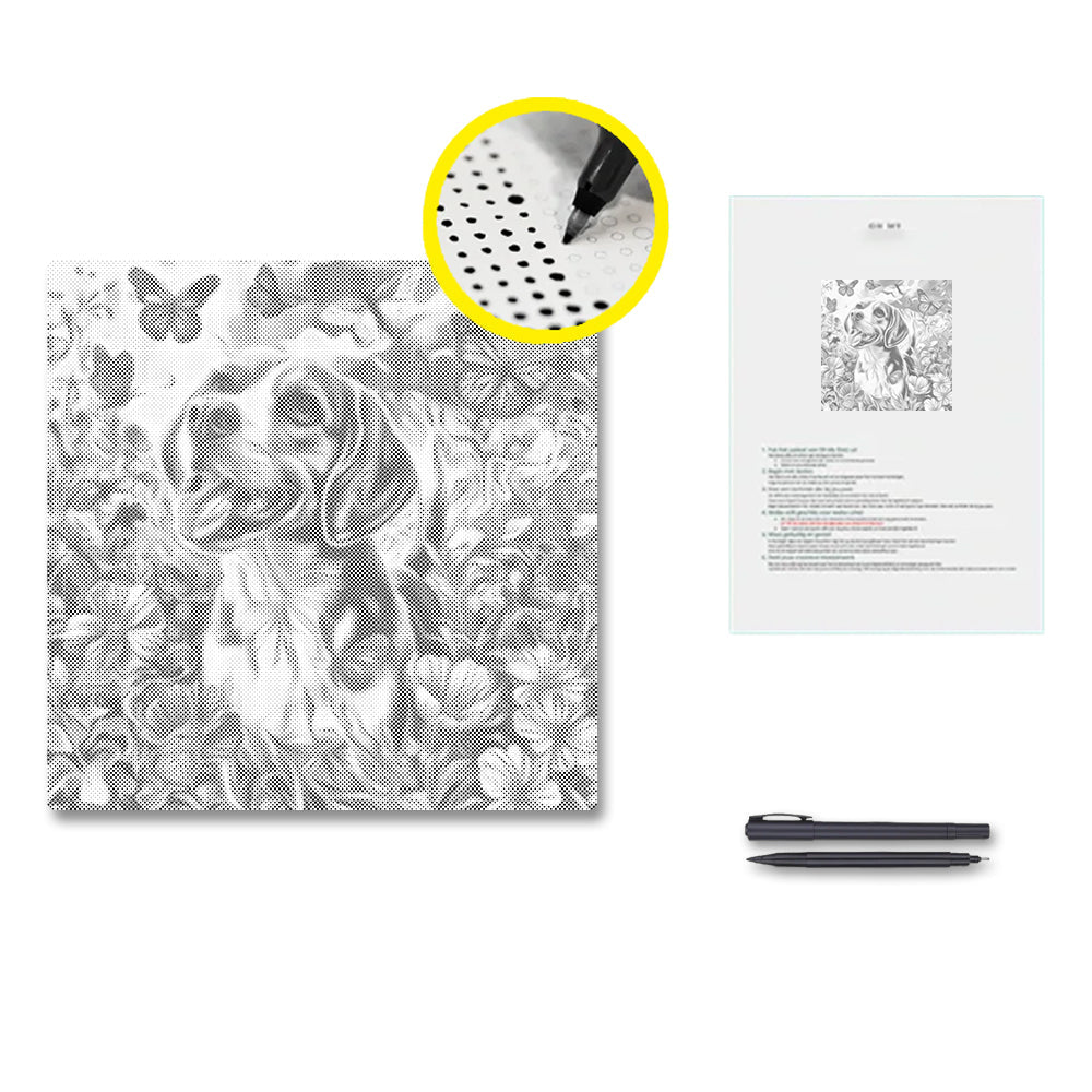 Perro campestre feliz – Pintura de puntos