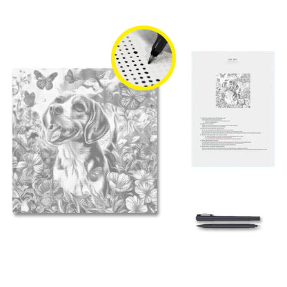 Perro campestre feliz – Pintura de puntos