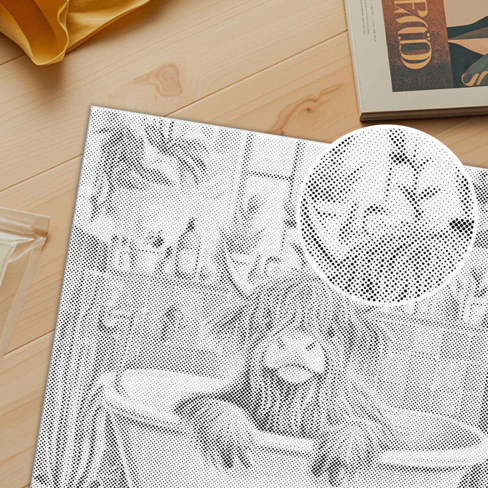 Vaca highland en un baño acogedor – Pintura de puntos