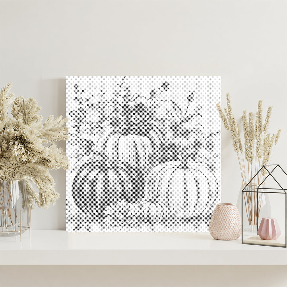Calabazas y flores – Pintura de puntos