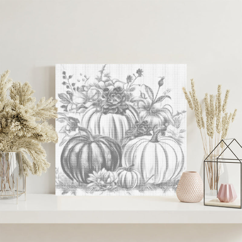 Calabazas y flores – Pintura de puntos