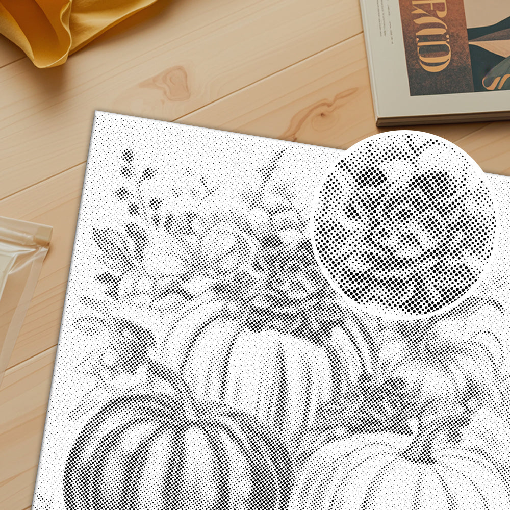 Calabazas y flores – Pintura de puntos