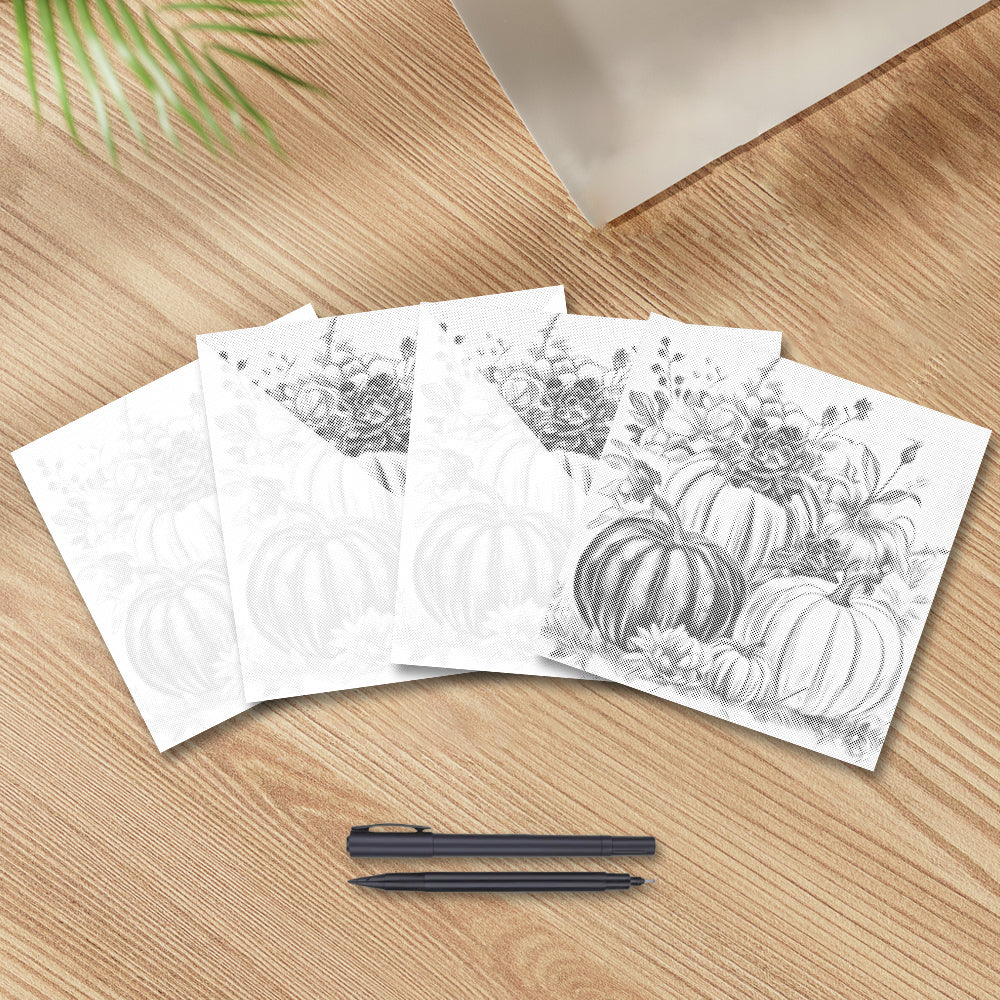 Calabazas y flores – Pintura de puntos
