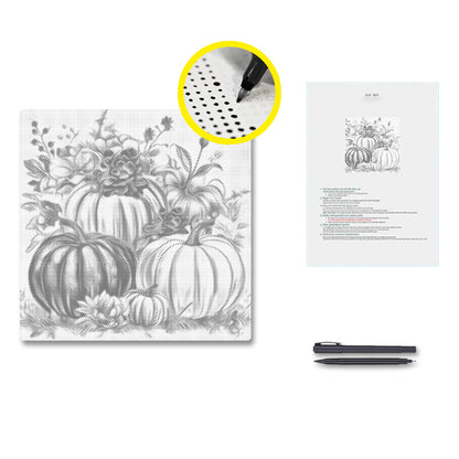 Calabazas y flores – Pintura de puntos