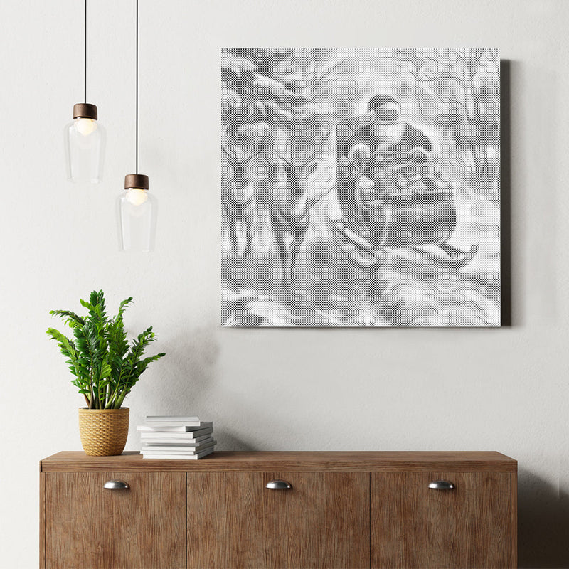 Papá Noel cabalgando – Pintura de puntos