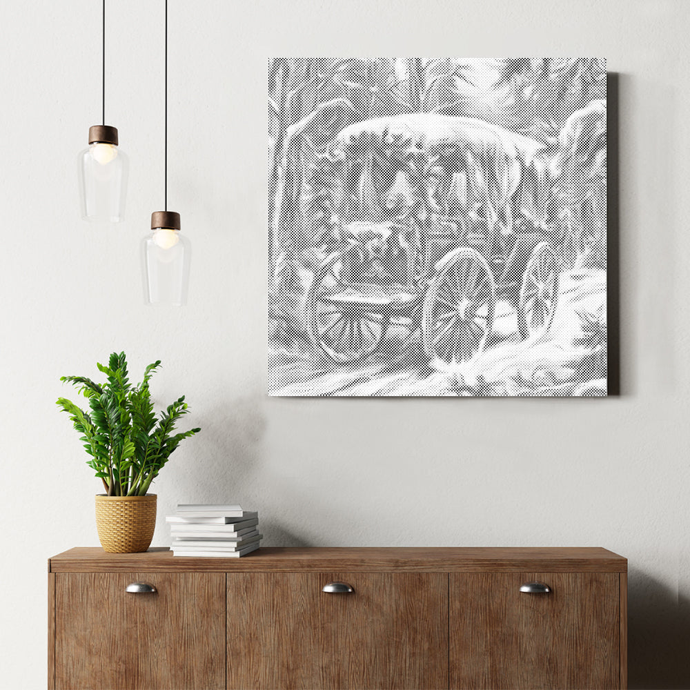 Paseo victoriano en trineo navideño – Pintura de puntos