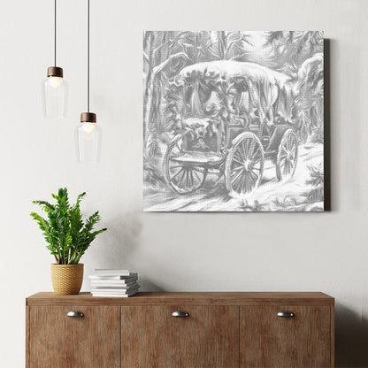 Paseo victoriano en trineo navideño – Pintura de puntos
