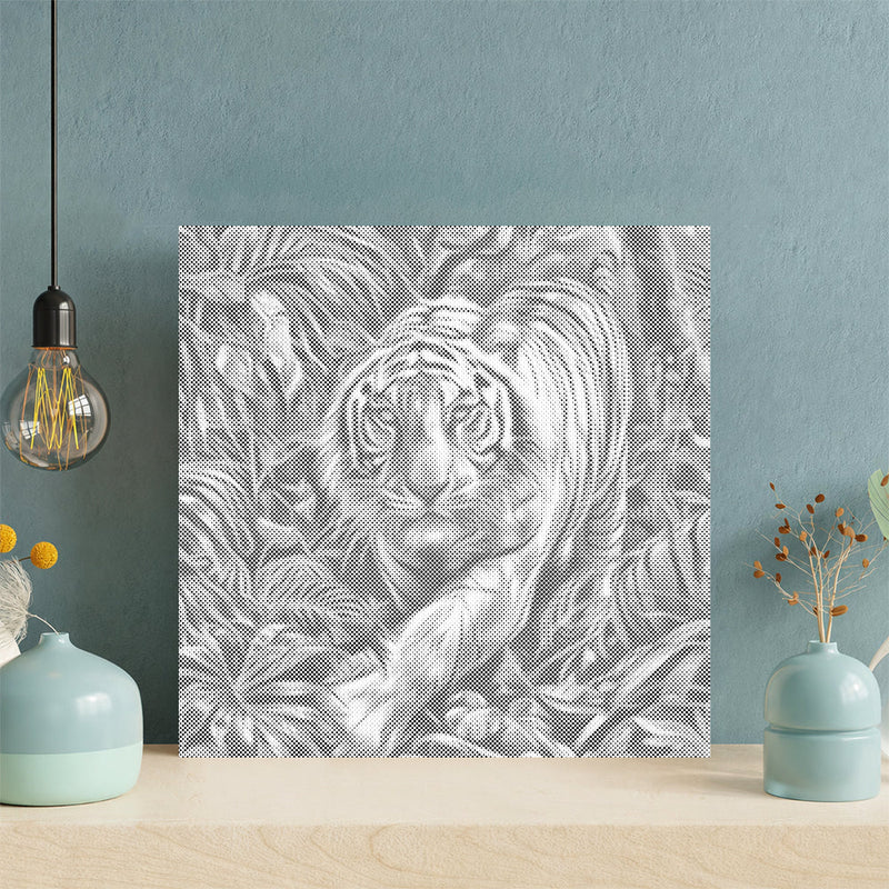 Tigre blanco en el bosque – Pintura de puntos