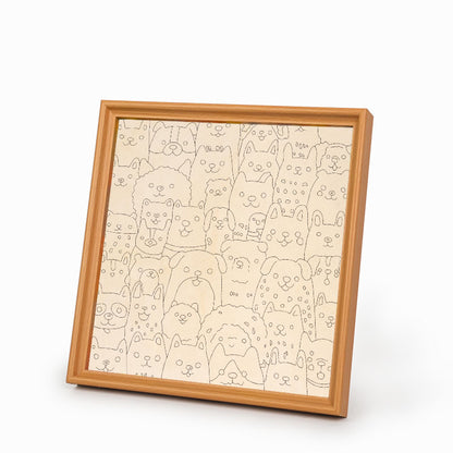 Cachorrito Line Art - Puzzle de madera para colorear