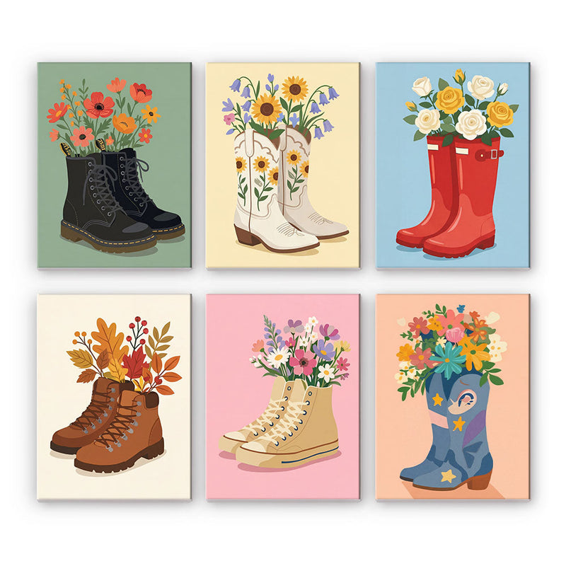 Flores en zapatos - Pintar por números