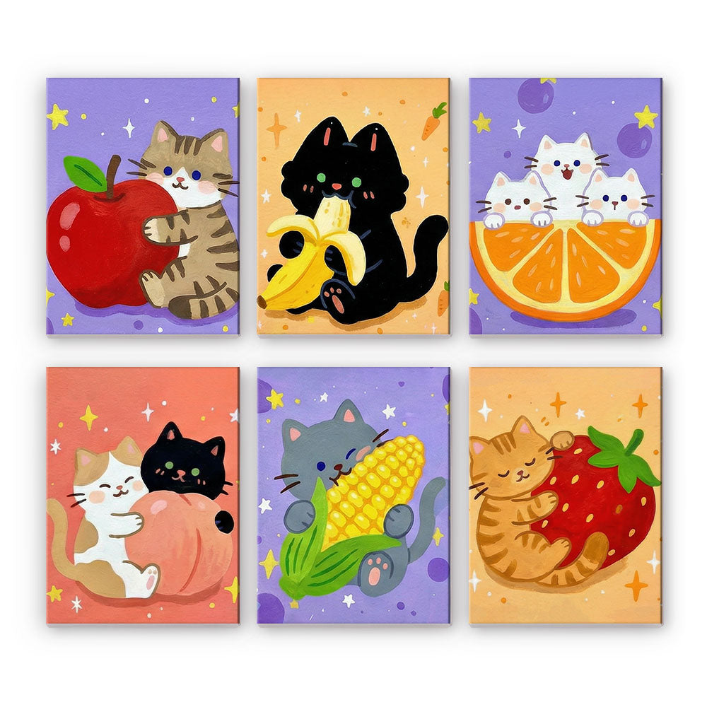 Gatitos y frutas - Pintar por números