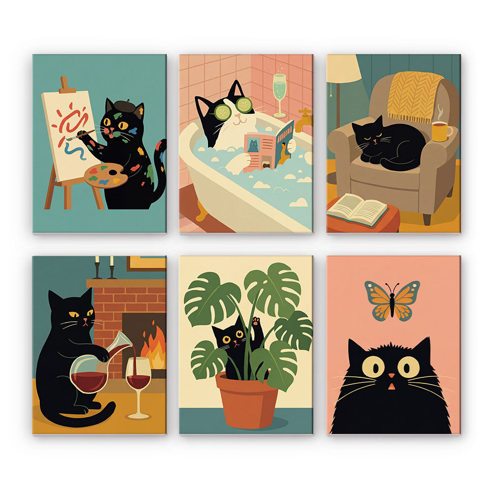 Gato negro tranquilo - Pintar por números