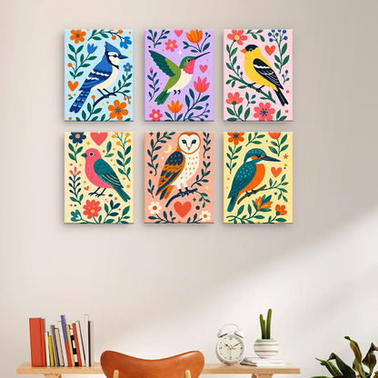 Pájaros entre flores – Pintura por números